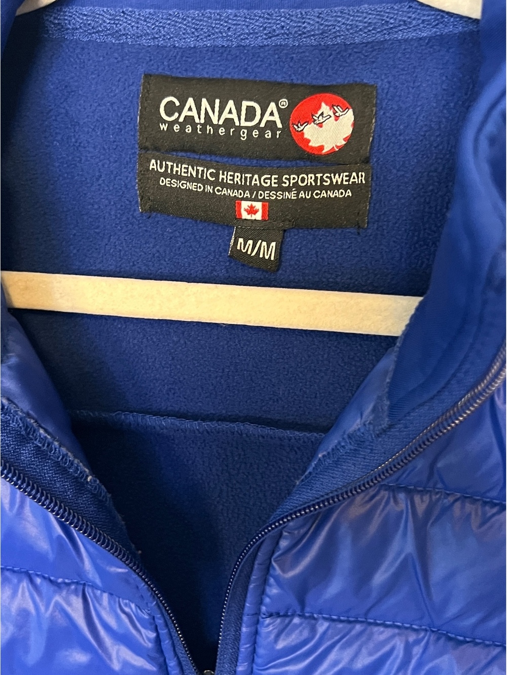 Canada Weather Gear Hybrid Puffer Jacket Blue Quilted Fleece Outdoor Gorpcore M - Picture 3 of 7